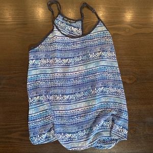 Blue patterned loose tank